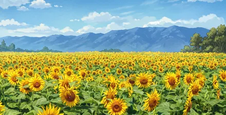 第一なぎさ公園のひまわり畑（イラスト）