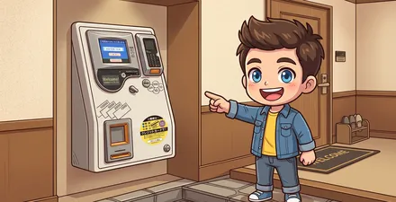 お部屋の精算機でお支払いいただけるご案内（イラスト）